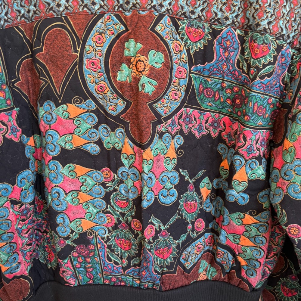 Vintage Carole Little Boho‎ Bomber Jacket Size M Floral Cottage Artsy Hippie USA - Picture 6 of 10